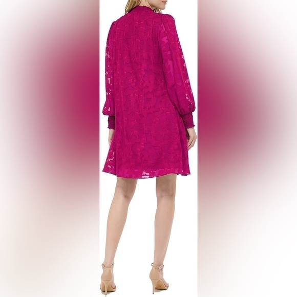 NWT Tommy Hilfiger Shift Chiffon Long Sleeve Mock Neck Dress Size 4 - Picture 2 of 11